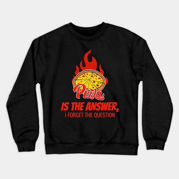 Pizza is the answer I forget the question Crewneck Sweatshirt by Lin Watchorn 